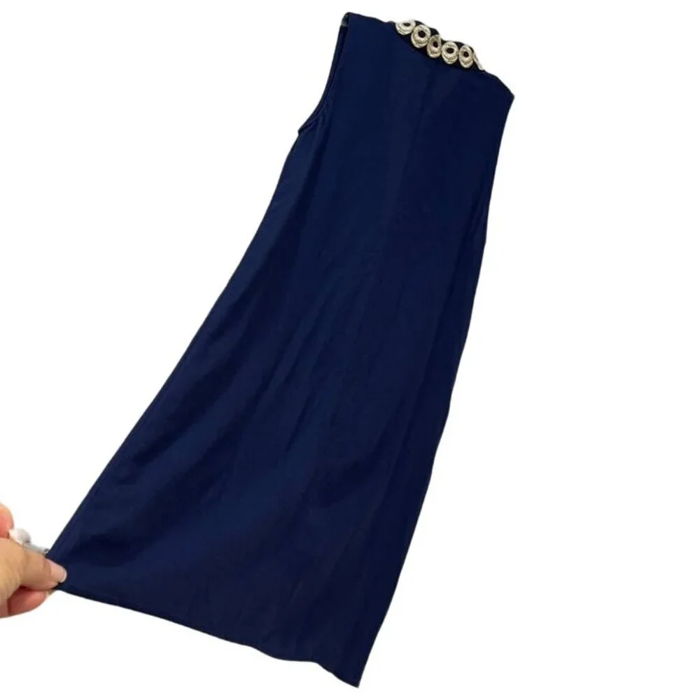 Lilly Pulitzer Navy Shift Dress Gold Embroidery Sleeveless Size 6 - Picture 6 of 6